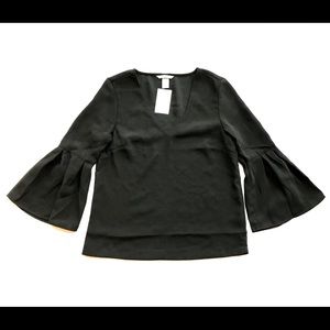 H&M Black Bell Sleeve Top